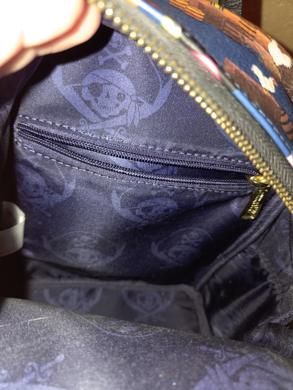 Loungefly Navy Pirates Of The Caribbean Mini Backpack with Gold Accents - Picture 5 of 8